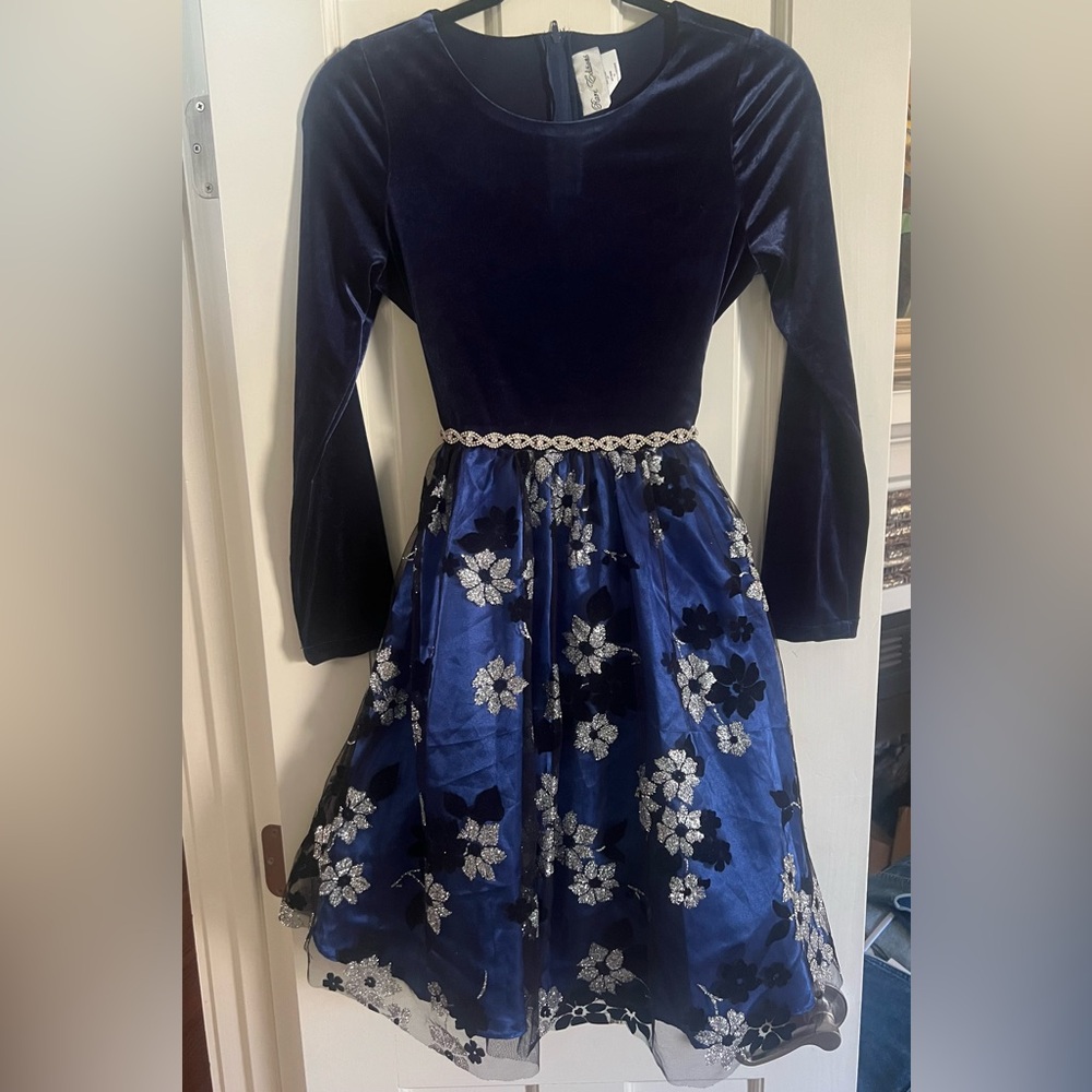 Rare Editions Festival Sprinkles Navy Velvet & Tulle Dress NWOT Size